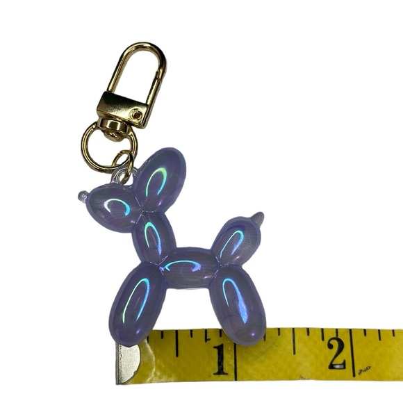 Light Purple Iridescent Multichrome Balloon Dog Bag Charm Keychain - Picture 7 of 10